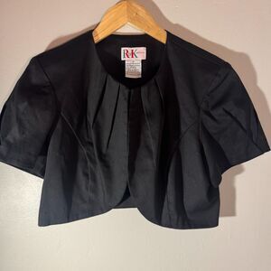 NWT R&K Originals Black Cropped Shrug Jacket | Cotton Blend Short Sleeve Bolero